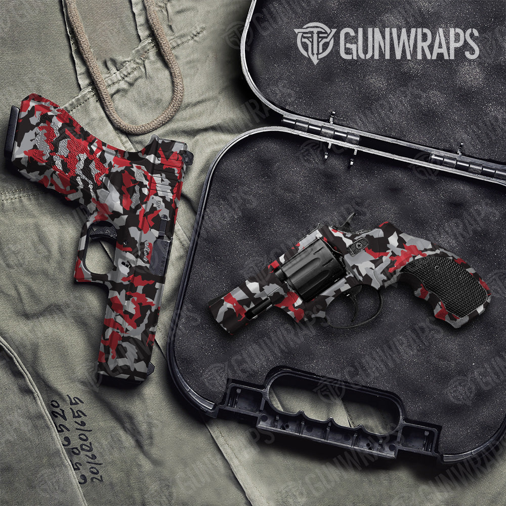 Erratic Red Tiger Camo Pistol & Revolver Gun Skin Vinyl Wrap