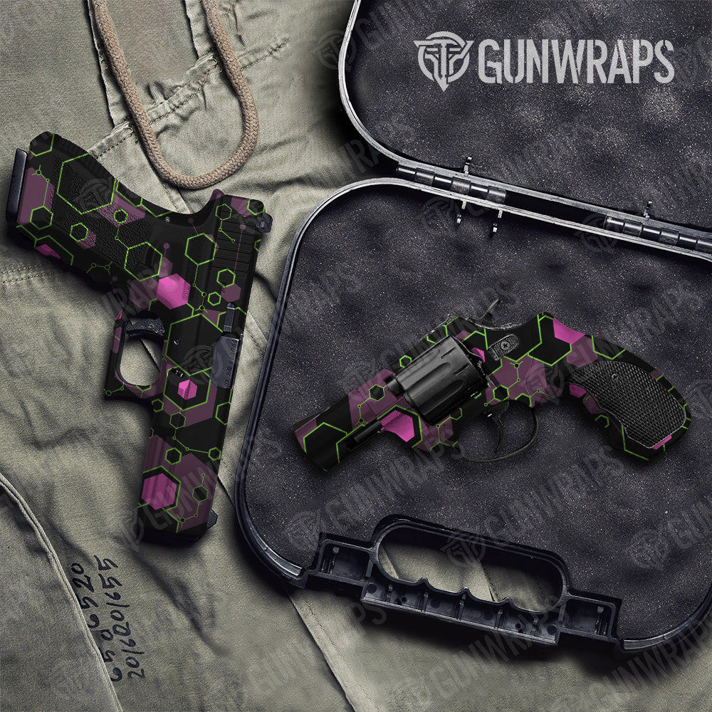 Hex DNA Neon Night Pistol & Revolver Gun Skin Vinyl Wrap