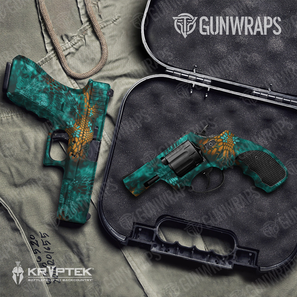 Pistol & Revolver Kryptek Turquoise Camo Gun Skin Vinyl Wrap