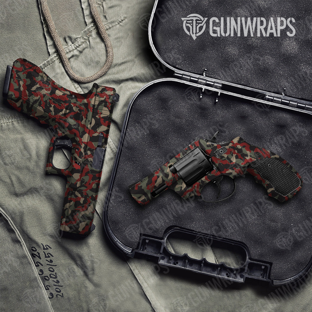 Ragged Militant Red Camo Pistol & Revolver Gun Skin Vinyl Wrap