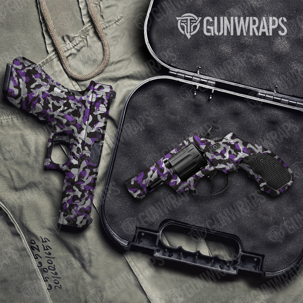 Ragged Purple Tiger Camo Pistol & Revolver Gun Skin Vinyl Wrap