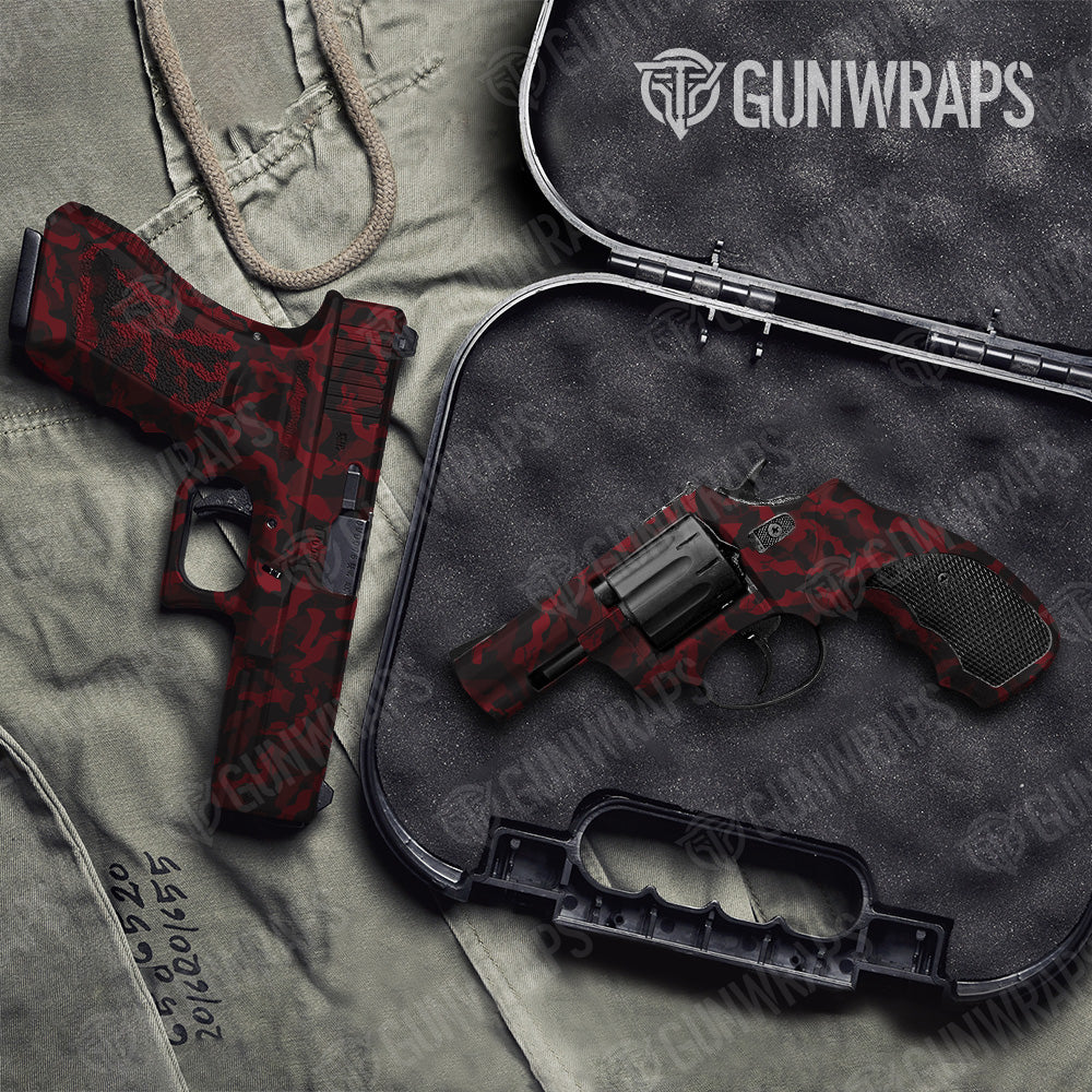 Ragged Vampire Red Camo Pistol & Revolver Gun Skin Vinyl Wrap