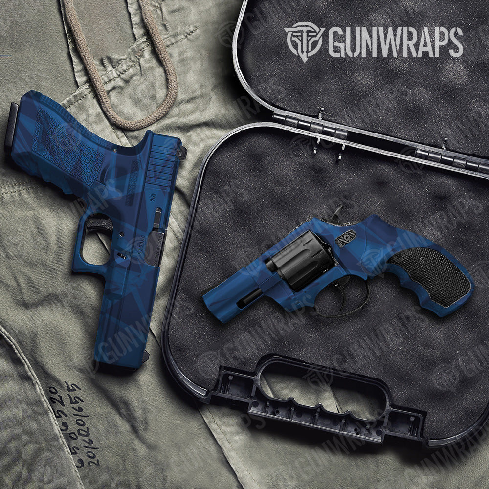 Sharp Elite Blue Camo Pistol & Revolver Gun Skin Vinyl Wrap