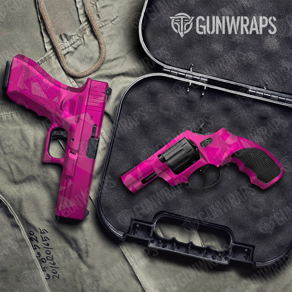 Shattered Elite Magenta Camo Pistol & Revolver Gun Skin Vinyl Wrap