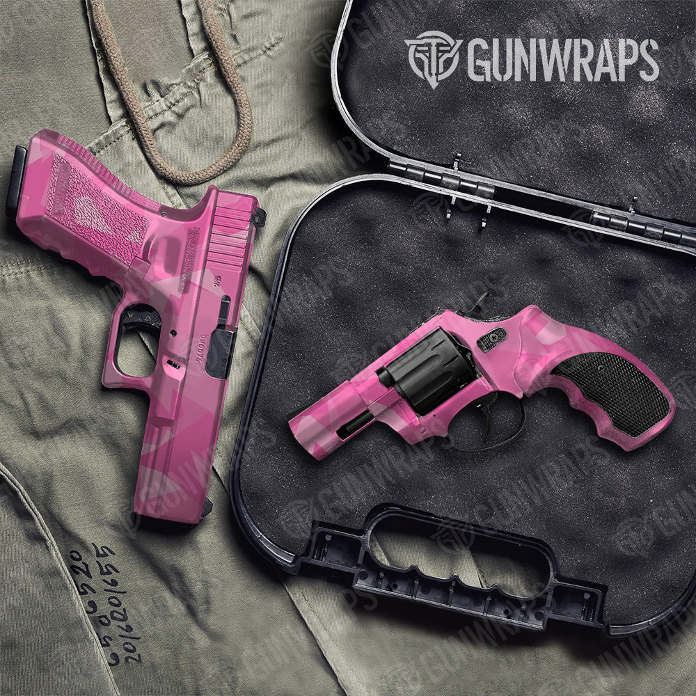 Shattered Elite Pink Camo Pistol & Revolver Gun Skin Vinyl Wrap