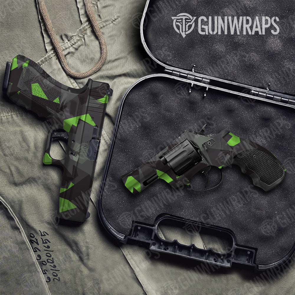 Shattered Metro Green Camo Pistol & Revolver Gun Skin Vinyl Wrap