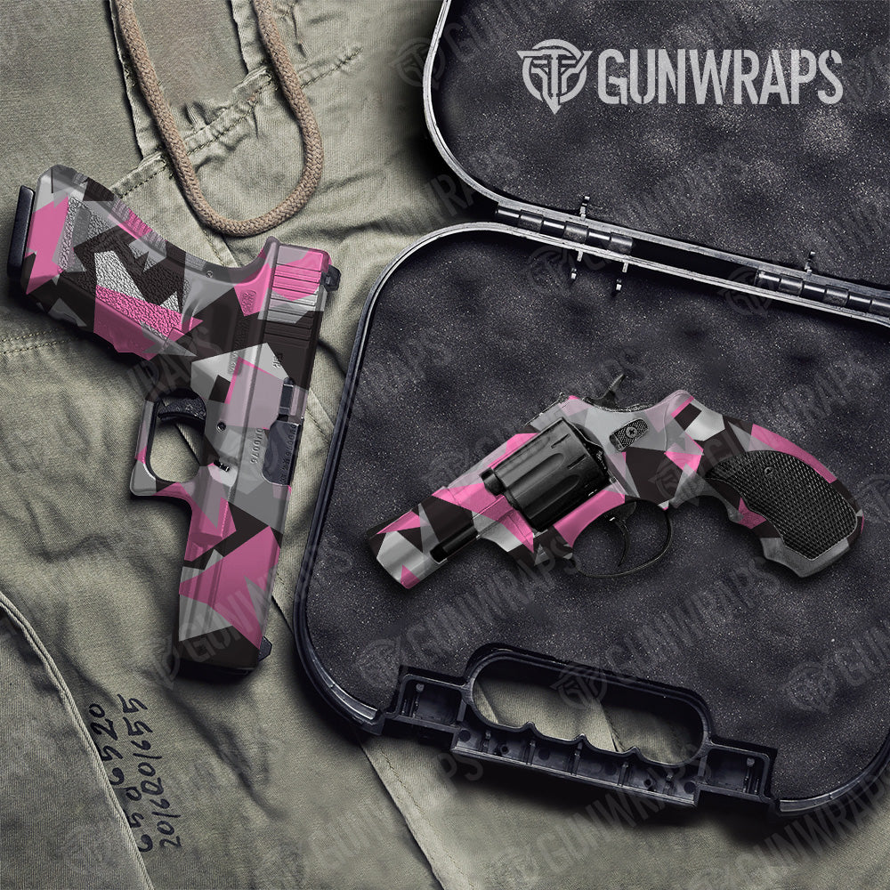 Shattered Pink Tiger Camo Pistol & Revolver Gun Skin Vinyl Wrap