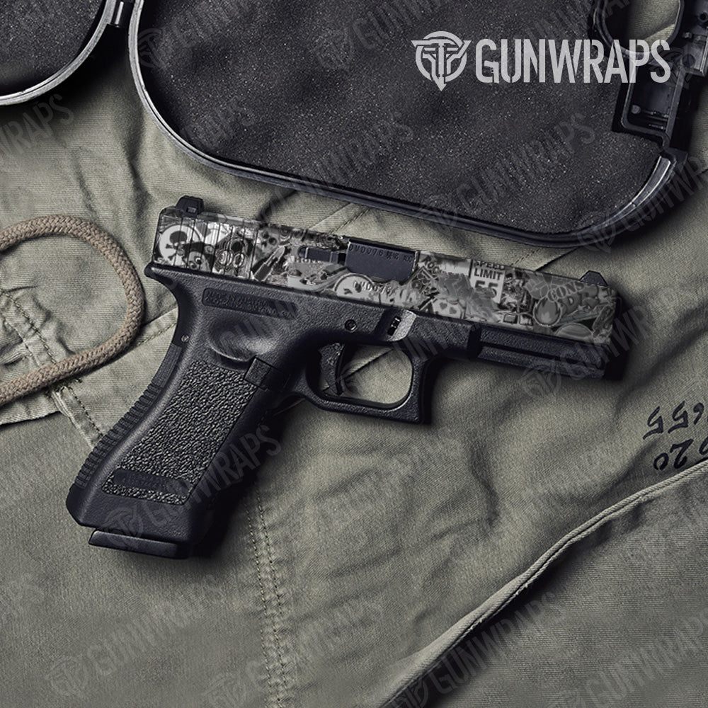 Stickerbomb Grey Pistol Slide Gun Skin Vinyl Wrap