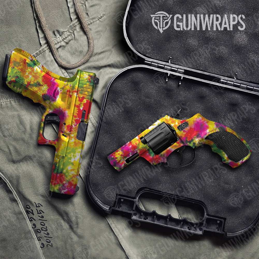 Tie Dye Flower Child Pistol & Revolver Gun Skin Vinyl Wrap